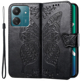 Чохол-книжка для Xiaomi Redmi 13C / Poco C65, Butterfly, чорний