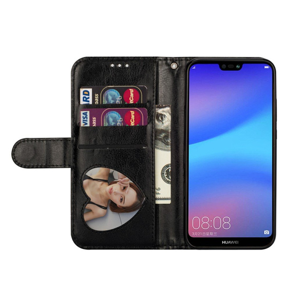Чохол-книжка для Huawei P20 Lite, Glitter Zipper Wallet, чорний
