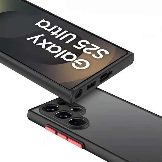 Силіконовий чохол для Samsung Galaxy S25 Ultra, з захистом камери, прозорий / чорний + загартоване скло 9H