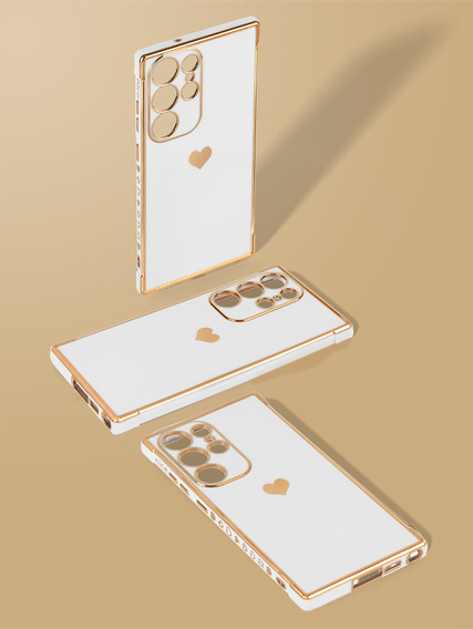 Чехол для Samsung Galaxy S24 Ultra, Electro heart, белый + полное клеевое керамическое стекло