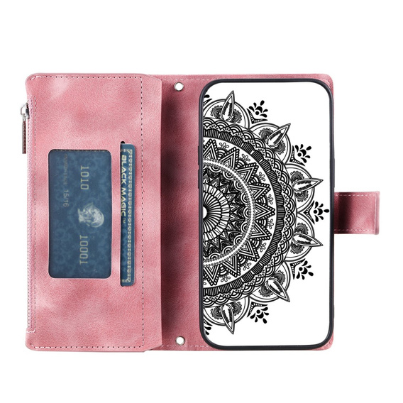 Откидной чехол для Xiaomi Redmi Note 13 Pro 4G / Xiaomi Redmi Note 14S / Xiaomi Poco M6 Pro 4G, Mandala, розовый rose gold