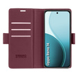 Чехол для Oppo Reno 14, ERBORD Glossy Litchi, кошелек с клапаном, красный