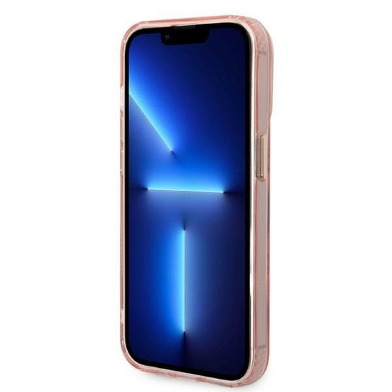 Чoхол GUESS до iPhone 14 Pro, Gold Outline Translucent MagSafe, рожевий