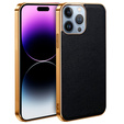 Чехол до iPhone 14 Pro, Cowhide Leather, чёрный