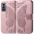 Чохол-книжка для Infinix Hot 50 Pro+ 4G, Butterfly, рожевий rose gold