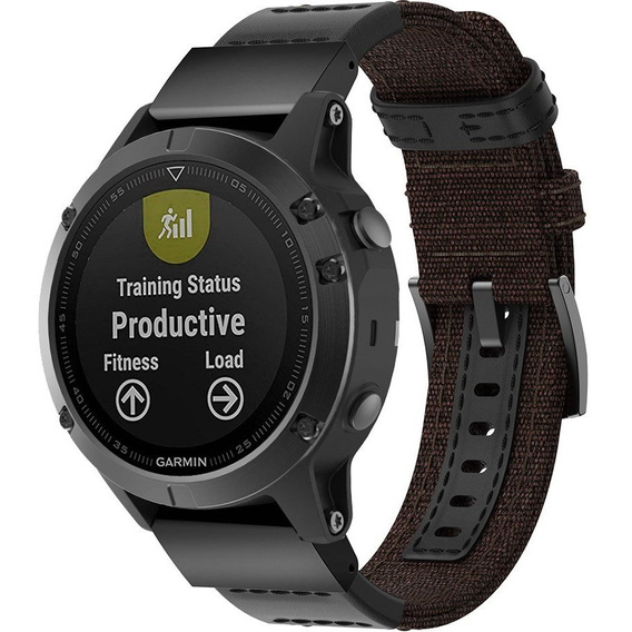 Ремешок Canvas+Leather для Garmin Fenix 5/6/6 Pro / Forerunner 935/945 - Brown