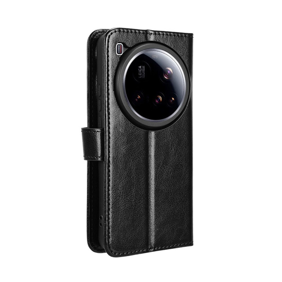 Футляр з клапаном для Xiaomi 15 Ultra, Crazy Horse Wallet, чорний