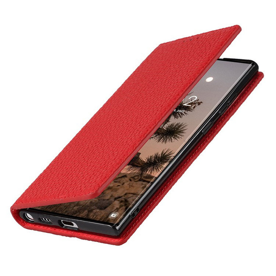 Шкіряний чохол для Samsung Galaxy S22 Ultra, ERBORD Grain Leather, червоний