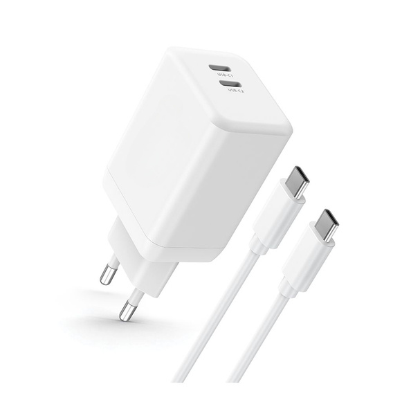 Мережевий зарядний пристрій XO CE12, USB-C, 20 Вт + USB-C - кабель блискавки, білий
