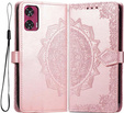 Откидной чехол для Motorola Edge 50 Fusion 5G, Mandala, розовый