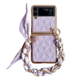 Чохол для Samsung Galaxy Z Flip4 5G, Grid Leather, фіолетовий