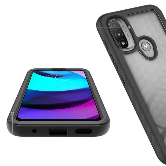 Чехол для Motorola Moto E20, Shockproof, с пленкой, синий