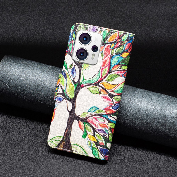 Откидной чехол для Motorola Moto G53 5G / G23 / G13, Wallet, tree of life, белый