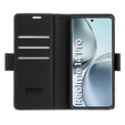 Чохол для Realme 14 Pro 5G, ERBORD Glossy Litchi, гаманець з клапаном, чорний