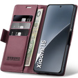 Чохол для Xiaomi 15, ERBORD Glossy Litchi, гаманець з клапаном, червоний