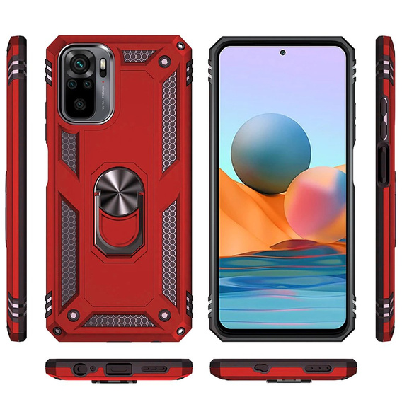 Бронированный Чехол до Xiaomi Redmi Note 10 / 10S, Nox Case Ring, красный