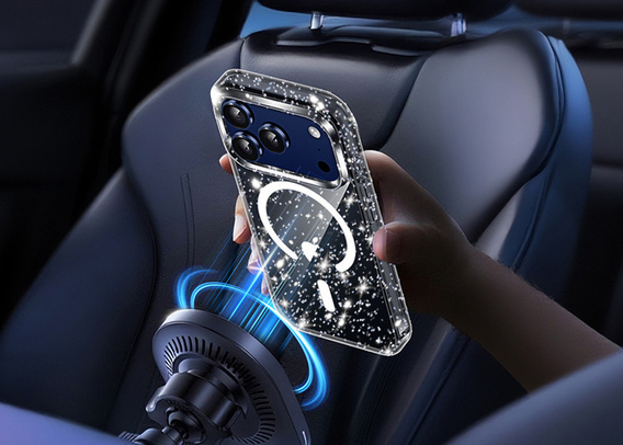 Чехол для iPhone 17 Pro Max, для MagSafe, блеск - полупрозрачный черный