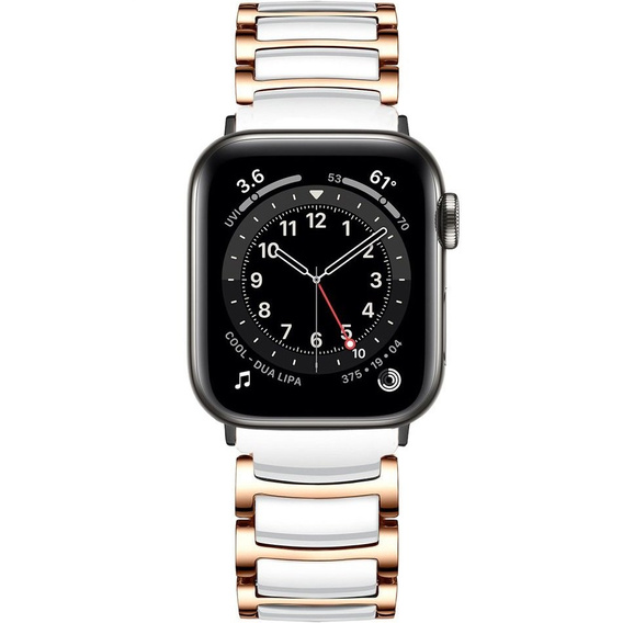 Браслет Stainless до Apple Watch 1/2/3/4/5/6/7/SE 42/44MM - Rose Gold/White