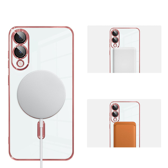 Чехол для Samsung Galaxy S25 Edge, Electro MagSafe, розовый rose gold + стекло для экрана