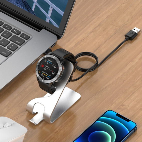Алюминивое зарядное устройство USB для Garmin Fenix 7/7S/7X/6/6X/6S - Silver