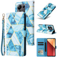 Откидной чехол для Xiaomi Redmi Note 13 Pro 4G / Xiaomi Redmi Note 14S / Xiaomi Poco M6 Pro 4G, Wallet, Marble синий