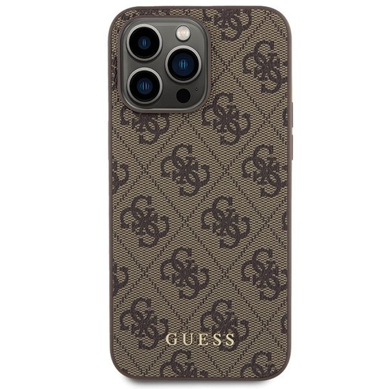 Чoхол GUESS до iPhone 15 Pro Max, 4G Metal Gold Logo, коричневий
