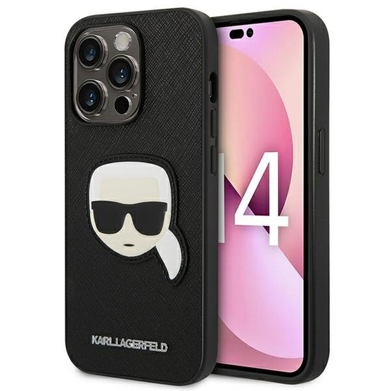 Чехол Karl Lagerfeld до iPhone 14 Pro Max, Saffiano Karl's Head Patch, чёрный