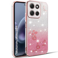 Чохол для Motorola Moto G86 5G, Glitter Flower, рожевий rose gold