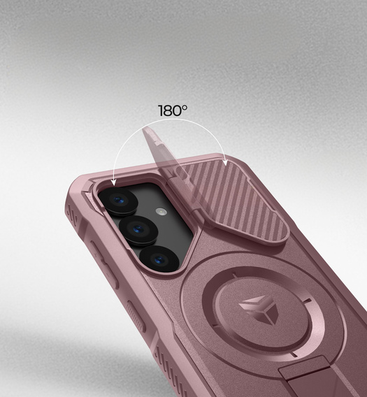 Бронированный чехол для Samsung Galaxy S25, Dexnor CamProtect MagSafe, розовый (Две рамки)