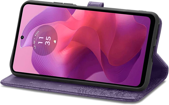 Откидной чехол для Motorola Moto E14, Mandala, фиолетовый
