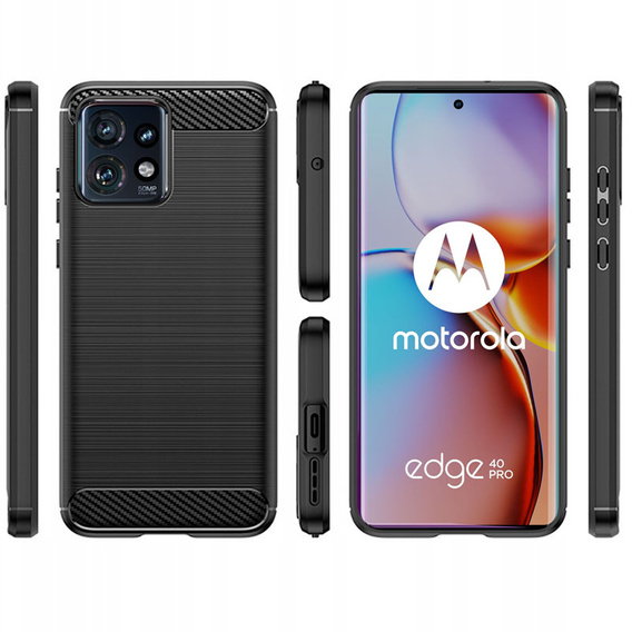 Чехол до Motorola Edge 40 Pro, Carbon, чёрный