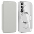 Откидной чехол для Samsung Galaxy S25, RFID Wallet MagSafe CamShield, серебряный