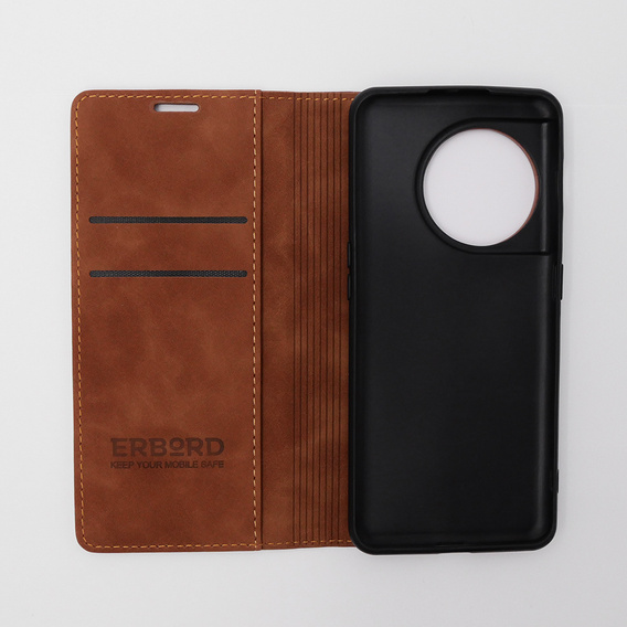 Чехол для OnePlus 11 5G, ERBORD Vintage, бумажник с клапаном, коричневый