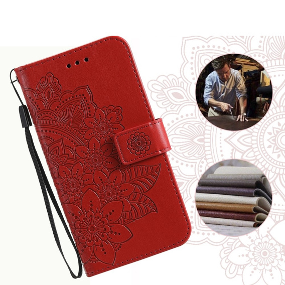Откидной чехол для Xiaomi Redmi Note 13 5G, Mandala, красный