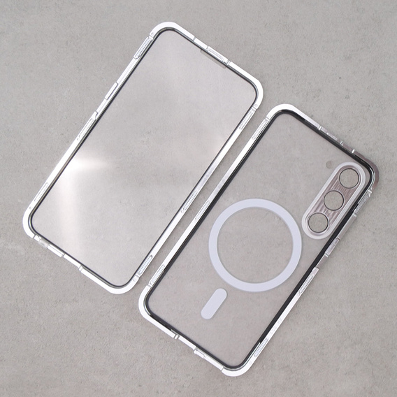Магнітний чохол Dual Glass MagSafe для Samsung Galaxy S23, сріблястий