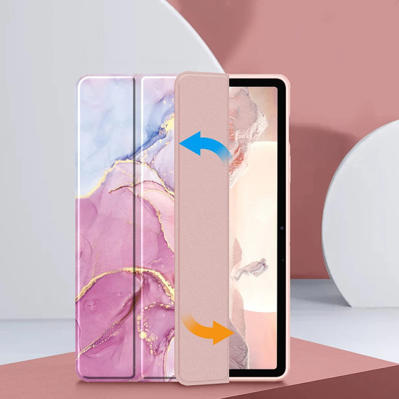 Чехол для Samsung Galaxy Tab S10 Lite / S10 FE / S9 FE, Smartcase Hybrid, с местом для стилуса, Marble розовый