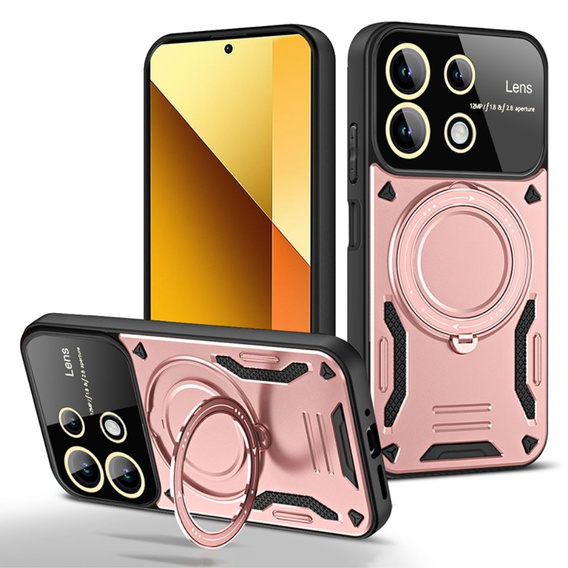 Броньований чохол для Xiaomi Redmi Note 13 Pro 4G / Xiaomi Redmi Note 14S / Xiaomi Poco M6 Pro 4G, CamShield MagSafe, рожевий
