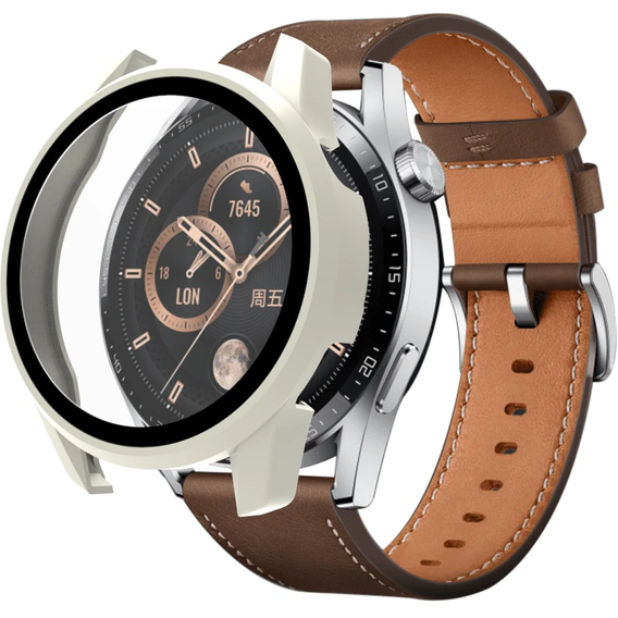 2в1 чохол та захисне скло для годинника Huawei Watch GT 3 42mm, Case, Beige