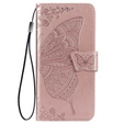Откидной чехол для Samsung Galaxy M33, Butterfly, розовый rose gold