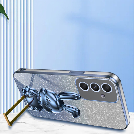Чехол для Samsung Galaxy A54 5G, Glitter Rabbit, с выдвижной подставкой, синий