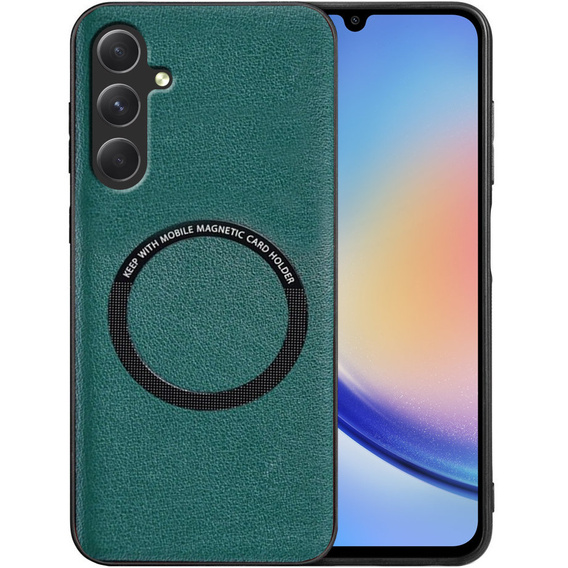 Чехол до Samsung Galaxy A34 5G, Leather Hybrid MagSafe, зелёный