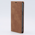 Чехол для iPhone 15, ERBORD Vintage, бумажник с клапаном, коричневый