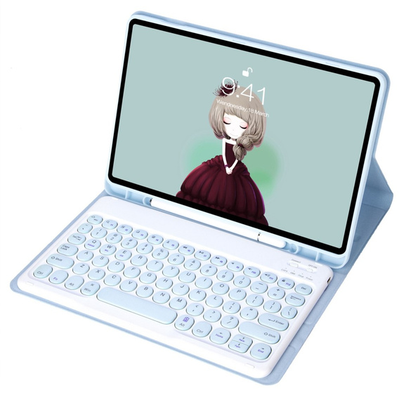 Чехол + клавиатура iPad 10.2" 2021/2020/2019 (9/8/7 gen.) / Air 10.5" 2019 (3 gen.), Leather Pen Slot, светло-голубой