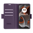 Чехол для Motorola Edge 50 Pro, ERBORD Glossy Litchi, кошелек с клапаном, фиолетовый