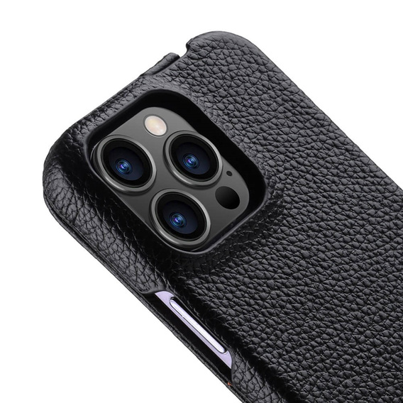 Чехол MELKCO с флипом для iPhone 15 Pro Max, кожа, флип, чёрный