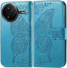 Откидной чехол для Xiaomi Poco F7 Pro, Butterfly, синий