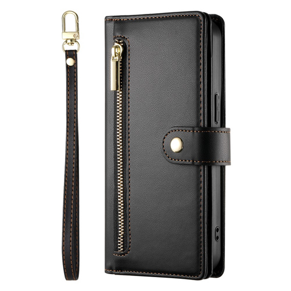 Откидной чехол для Samsung Galaxy S25, Wallet Zipper Pocket, чёрный