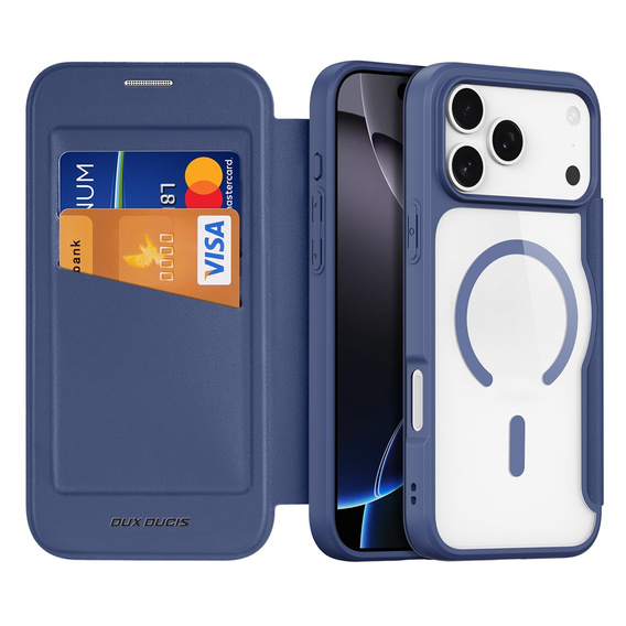 Чехол Dux Ducis для iPhone 17 Pro, Skin X Pro, с откидной крышкой, для MagSafe, темно-синий