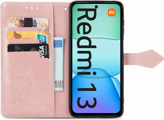 Чохол-книжка для Xiaomi Redmi 13, Mandala, рожевий