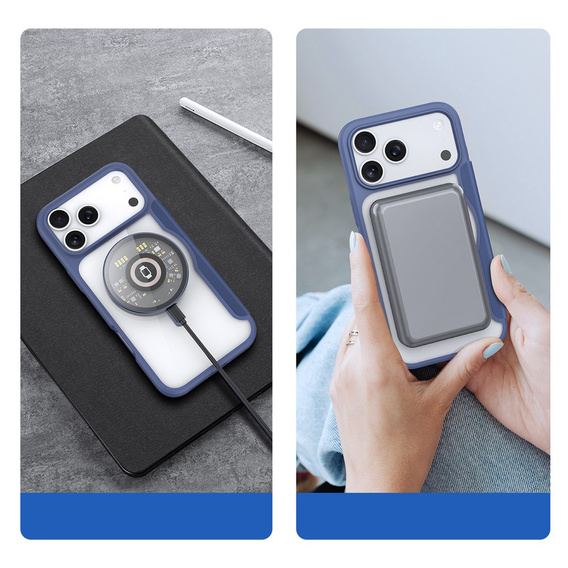 Чехол Dux Ducis для iPhone 17 Pro, Skin X Pro, с откидной крышкой, для MagSafe, темно-синий